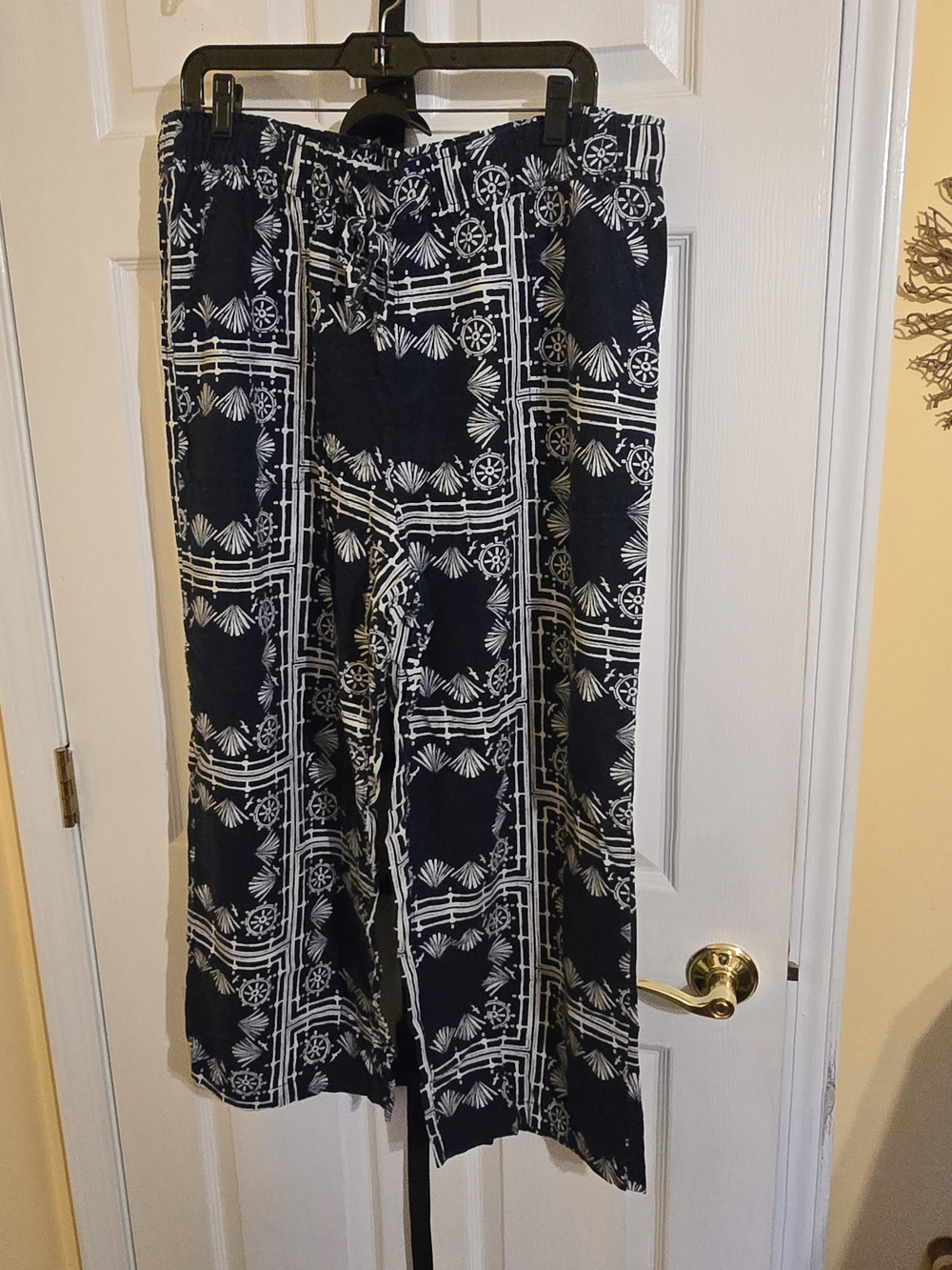 Sonoma Navy and White Nautical Wide Leg Pants